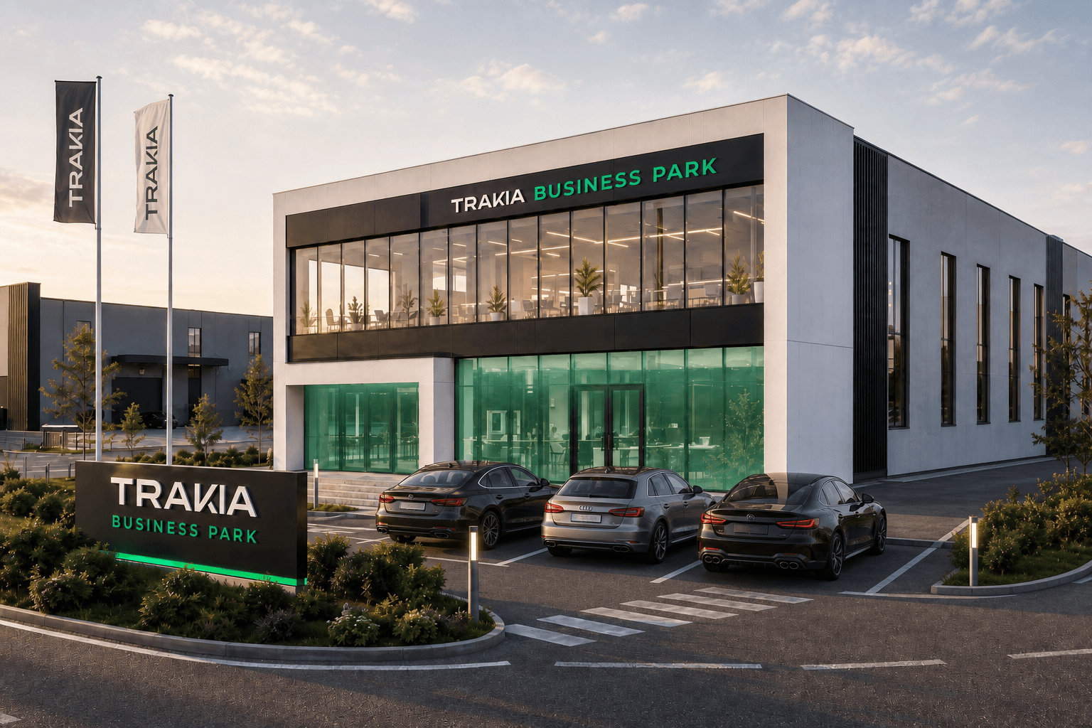 Representative facade and entrance of Trakia Business Park.
