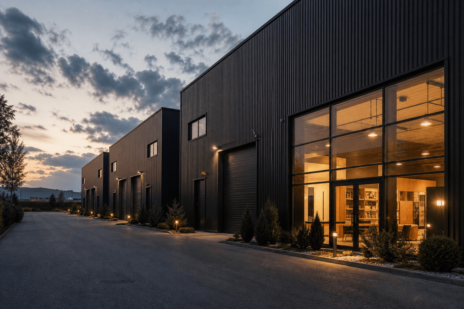 Ред самостоятелни бизнес пространства в Trakia Business Park.